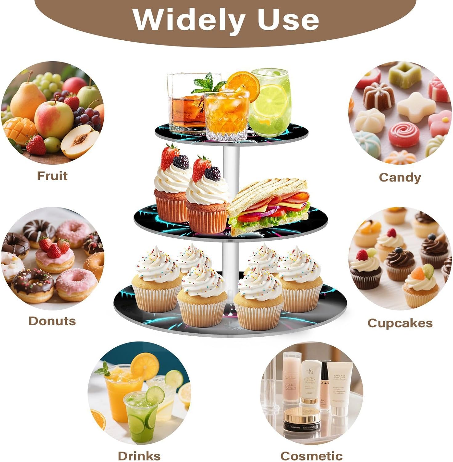 Bear 3 Tier Acrylic Cupcake Stand, Cupcake Stand for 34 Cupcakes for Weddings, Christmas,Holidays,Parties,Birthday,Printed Cupcake Tower 23300527