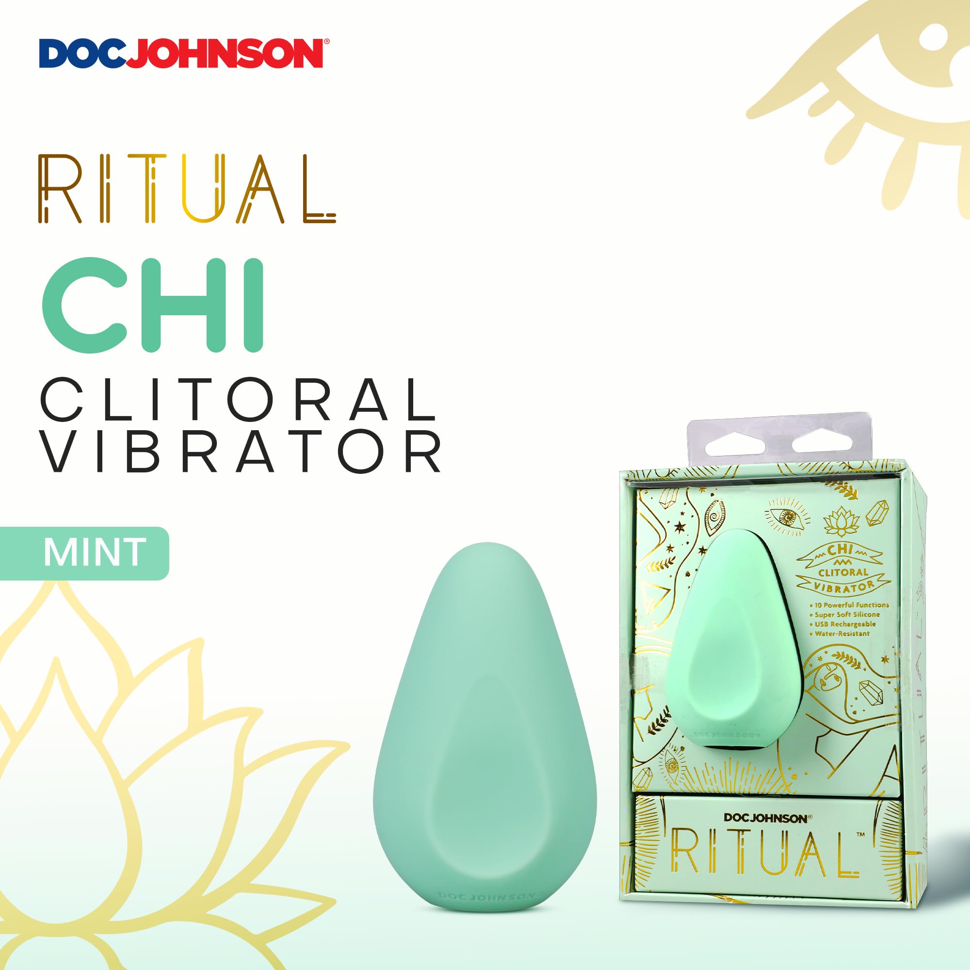 Ritual - Chi - Clitoride in silicone ricaricabile - Vibratore per clitoride in silicone con 10 potenti modelli vibranti - di Doc Johnson
