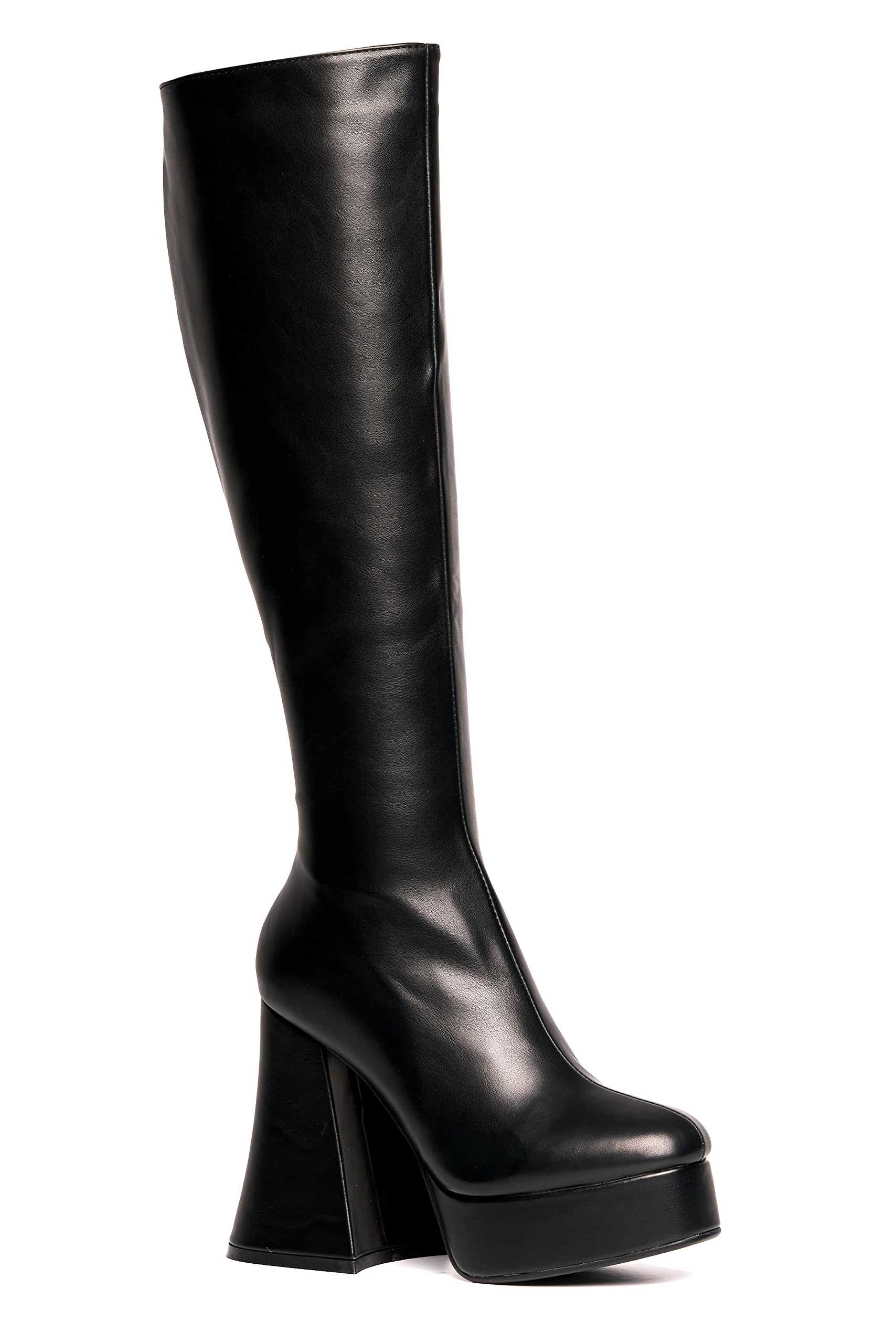 LAMODA Women's Black Swan Knee High Boot, Black Pu, 3 UK