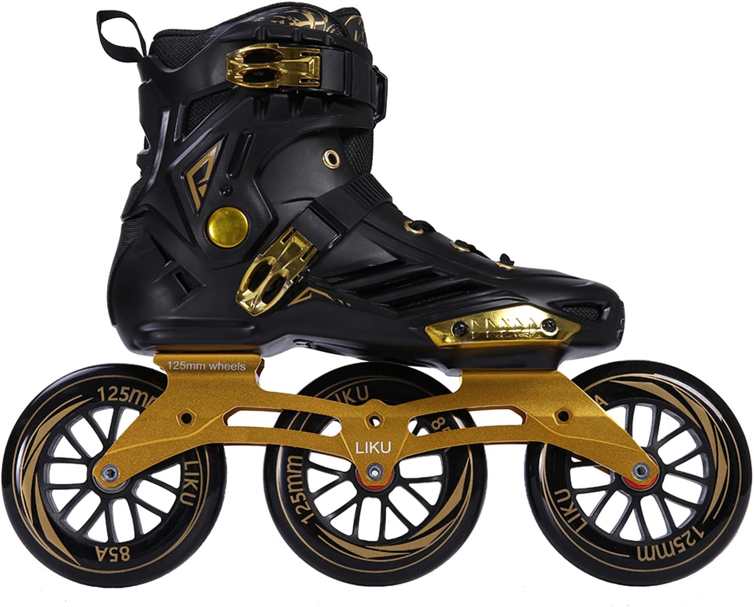 LIKU Black 3WD Inline Skate,3 Wheels Racing Skate Unisex