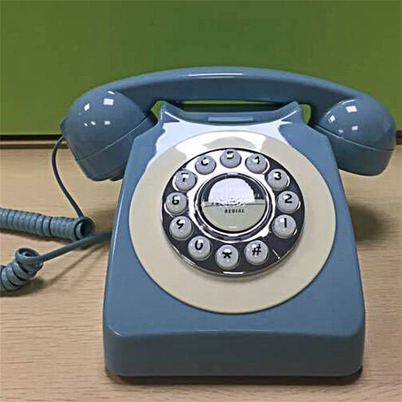 Teléfono Retro Teléfono Fijo Retro con Cable, Auricular De Cable En Espiral con Marcación por Botón, Teléfono Clásico De Moda Antigua para El Hogar Y La Oficina, Regalo De Teléfono Residencial con C