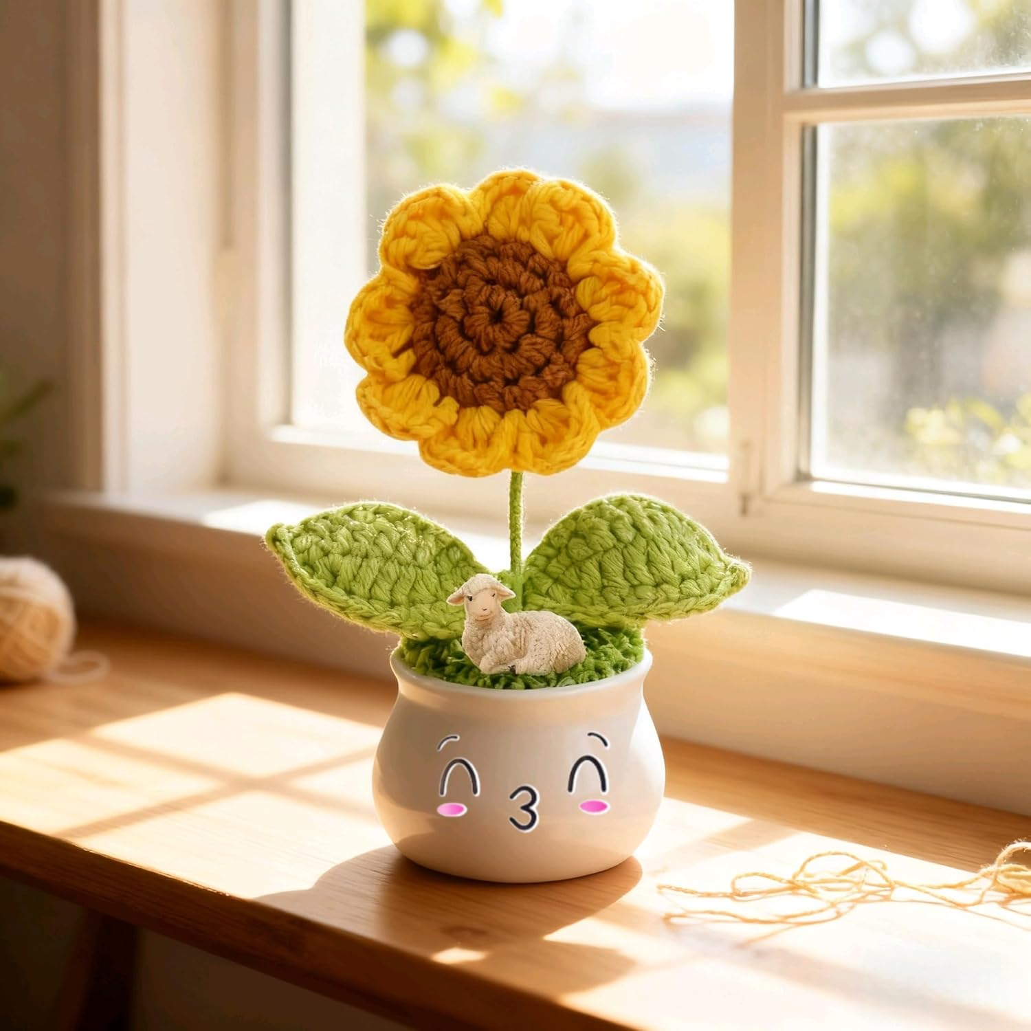 Cute Crochet Flowers – Heartfelt Gift Box for Women, Teacher, Coworker | Festive Gift for Christmas Birthday Valentines | Desk Home Office Decor