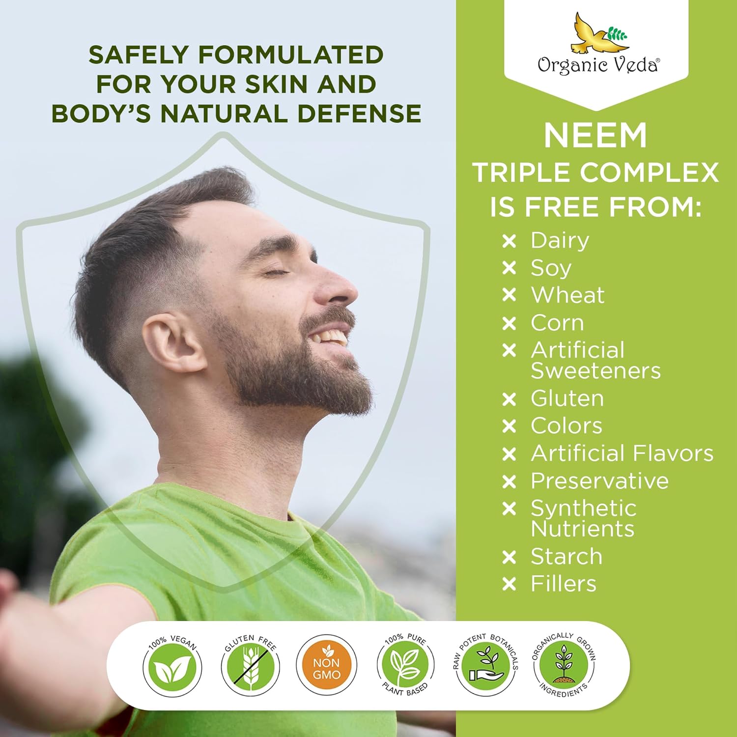 Organic Veda Neem Capsules Triple Complex Neem Leaf, Bark & Flower Extracts - Herbal Supplement for Acne, Cleanse & Clear Skin Health - Boost Immune, Gut Health for Women & Men - 120 Vegan Capsules - Image 6