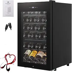 Wine Cooler Refrigerator, Freestanding Compressor Wine Chiller, Beverage Wine Fridge with Digital Temperature Control Glass Door for Red White Wine, Beer, Champagne