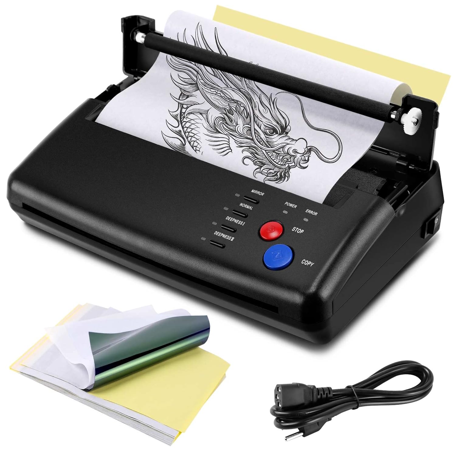 Tattoo Stencil Transfer Printer with 20pcs Tattoo Stencil Paper Transfer Machine Thermal Copier Tattoo Kit Copier Printer