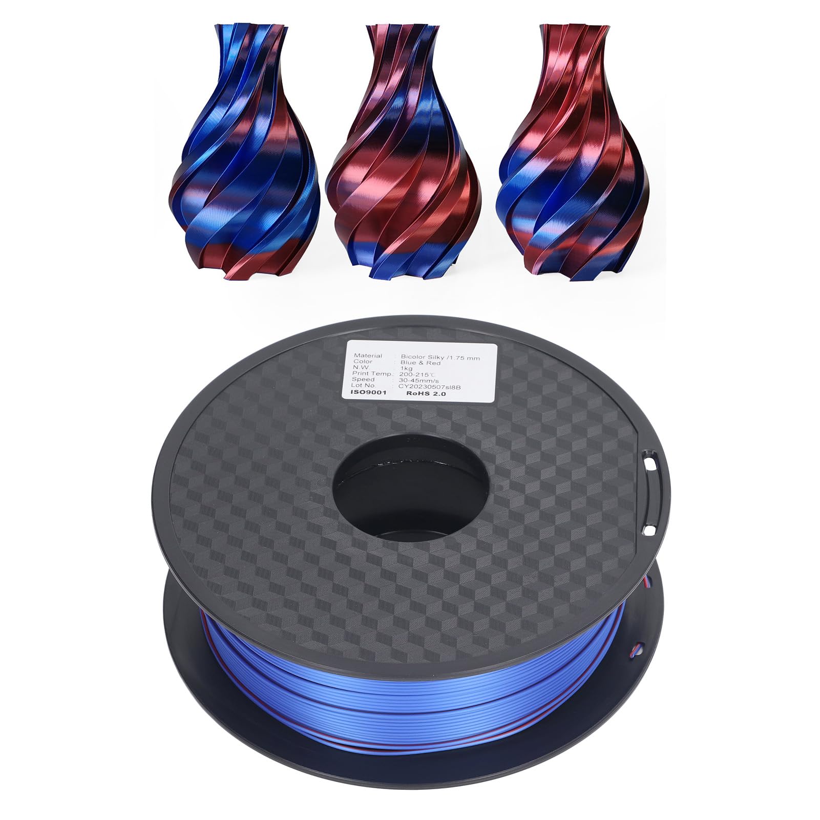 Materiały eksploatacyjne do druku 3D Filament do drukarki 3D PLA Dwukolorowy Niebieski Czerwony Starannie nawinięty miękki Filament PLA do projektów drukowania 3D o dużej