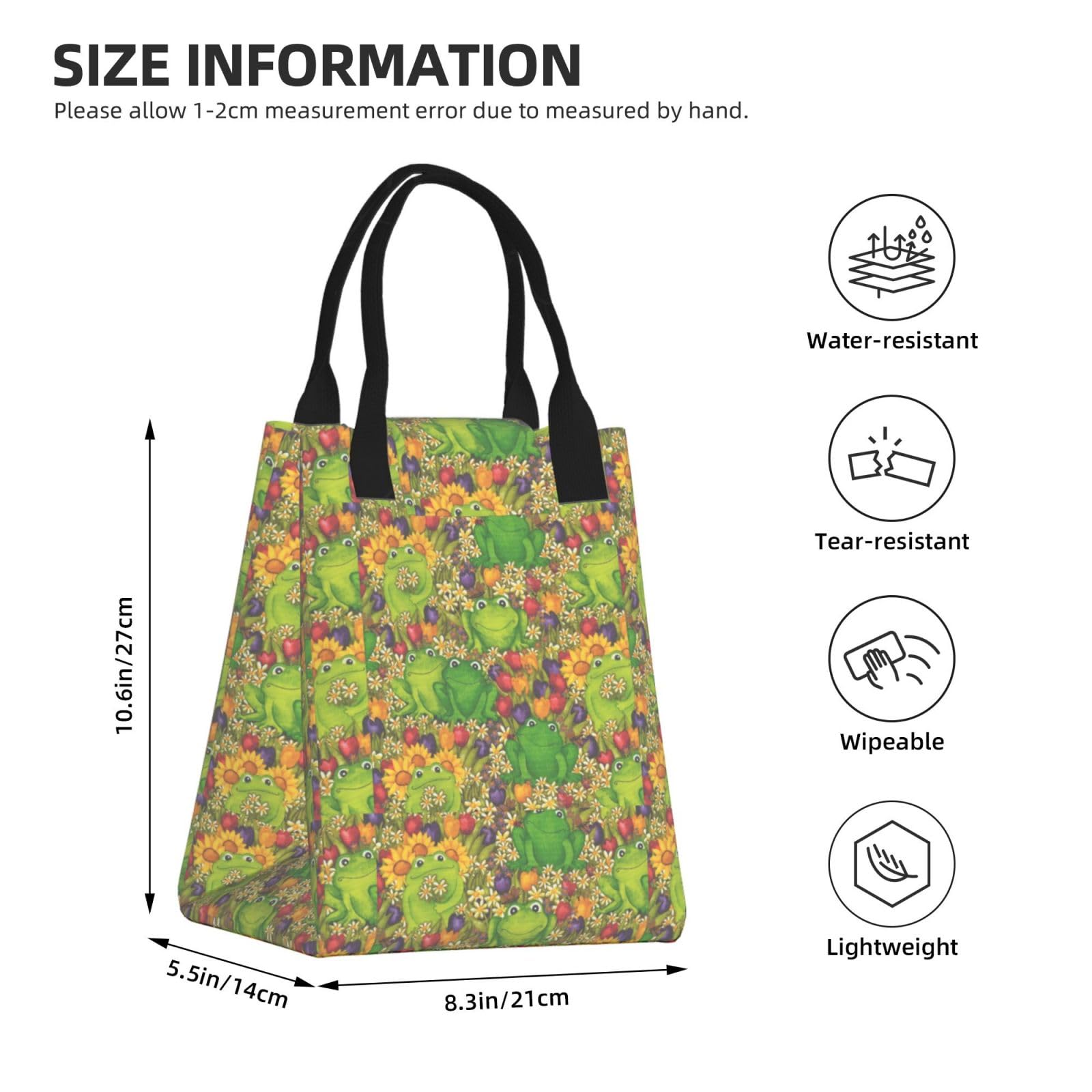 Borsa termica per il pranzo, a forma di rana, riutilizzabile, per adulti, ideale per lavoro, picnic e viaggi