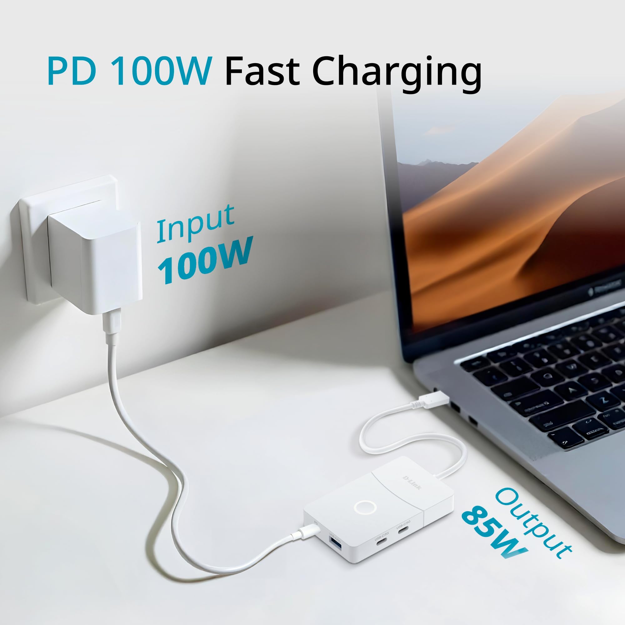 D-Link DUP-501 Hub USB-C 5-en-1 avec HDMI sans Fil, HDMI 4K 2.0, Affichage sans Fil 1080p, Charge USB-C PD 100W, Ports USB 3.0, Plug & Play pour Windows, macOS et Android