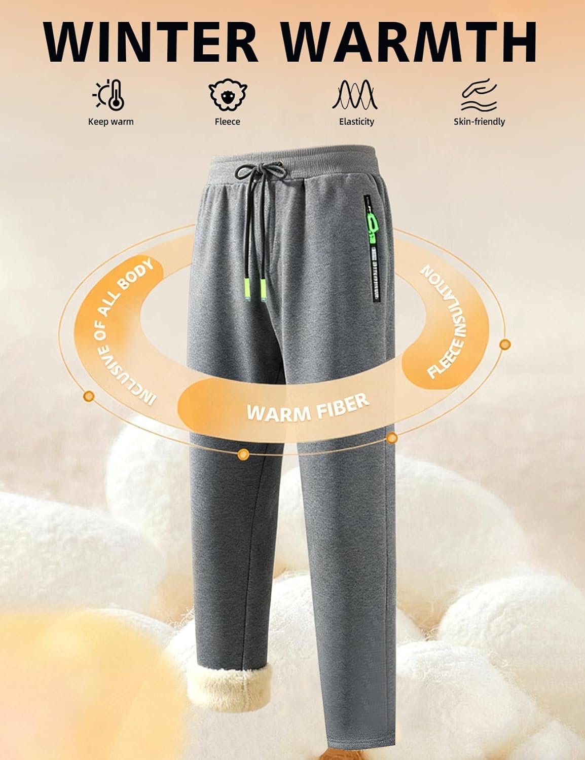 Gihuo Men's Fleece Sweatpants Sherpa Lined Athletic Winter Warm Sweatpants