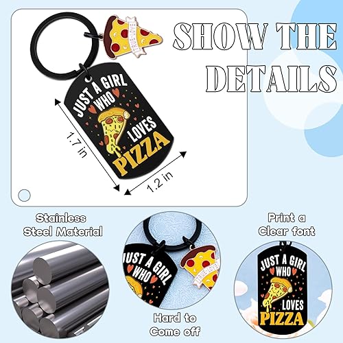 Miniatura 6 de Llavero con texto en inglés "Just a Girl Who Loves Pizza", regalos para niñas y mujeres, decoración divertida de comida para amantes de la pizza,