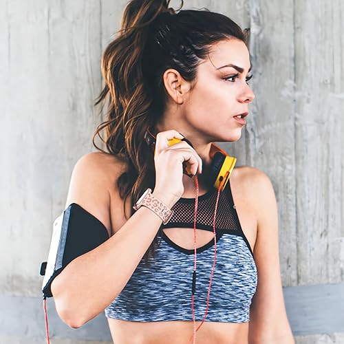 Miniatura 6 de Correa de silicona con grabado de leopardo, rosa, compatible con Apple Watch de 41401.496 in, serie 9-1, elegante y elegante correa deportiva con