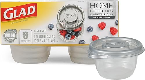 Mini recipientes de almacenamiento de alimentos redondos Glad Ware Home , pequeños recipientes de alimentos para almacenar 4 onzas, 8 unidades, con