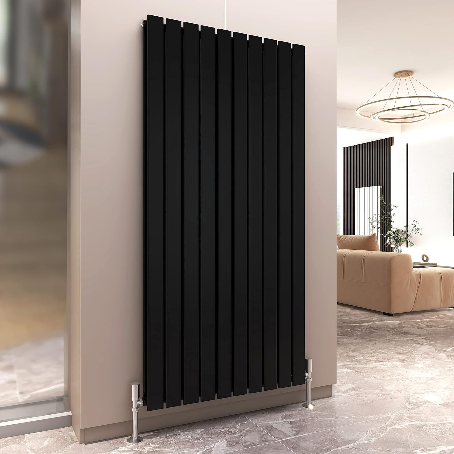 Mcc Direct Black Vertical Radiator Double Flat Panel 1600X680mm Designer Vertical Radiator(Black)