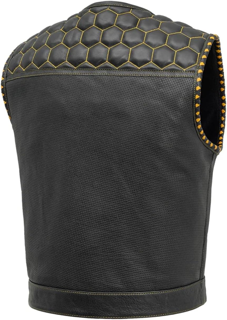First Mfg Co - Lowside Hornet - Men's Motorcycle Premium Moto Mesh | Perforated Leather Club Style Vest