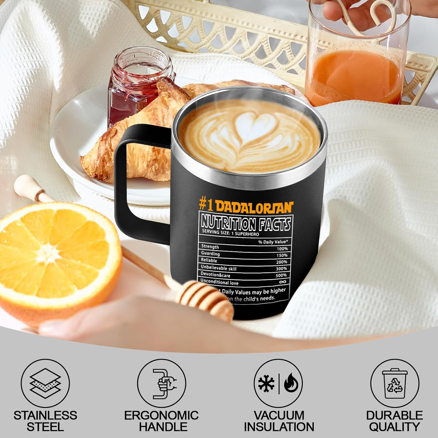 Dad Gifts from Daughter Son, Dadalorian 12oz Stainless Steel Insulated Mug with Lid for Father, Best Dad In The Galaxy Gift for Father's Day Christmas - Image 4