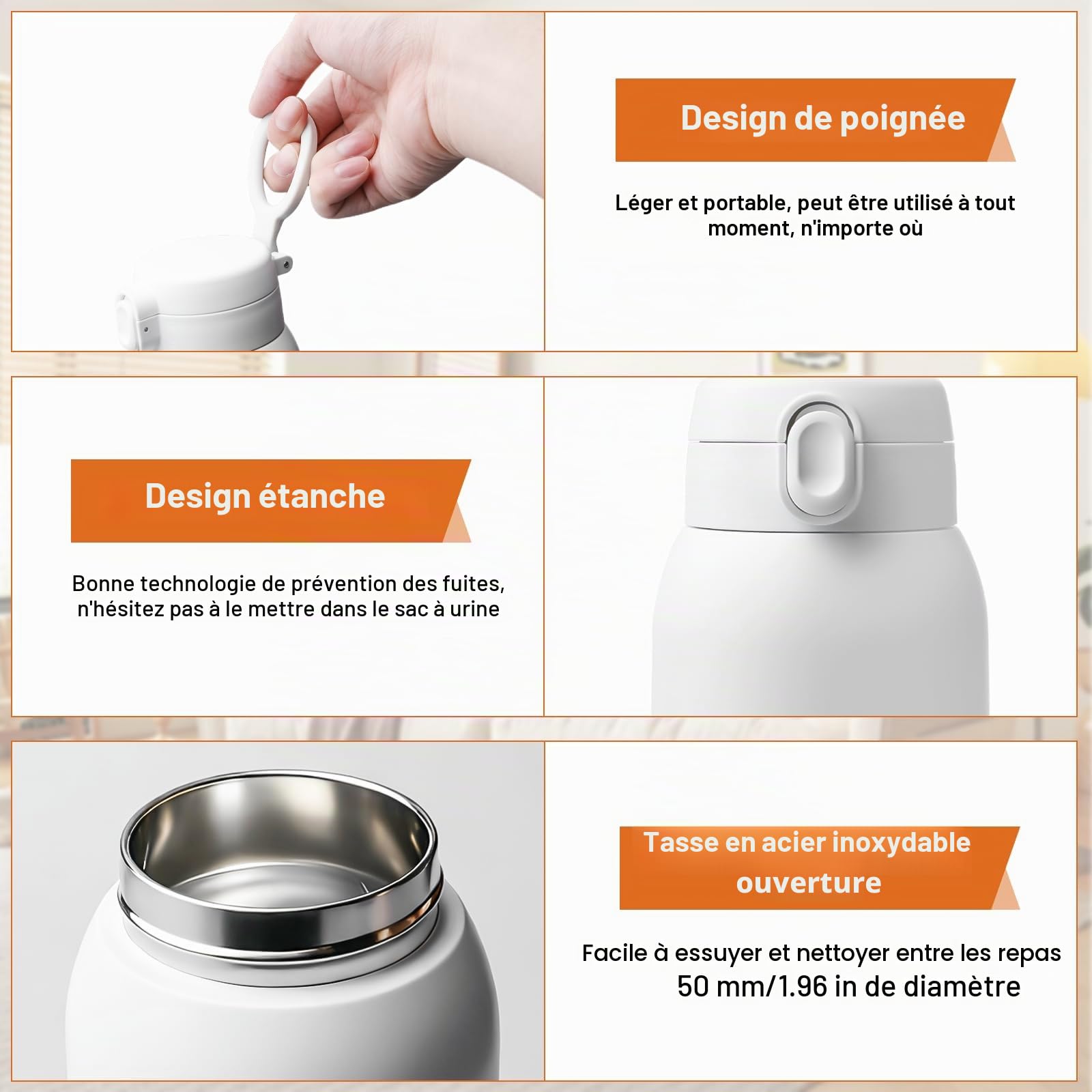 Chauffe-biberon, portable, pour bébé, pour les déplacements, chauffe-lait électrique, 500 ml, réglage précis de la température 45 °C à 55 °C, sans BPA, pour lait maternel et formula, voyage et nuit