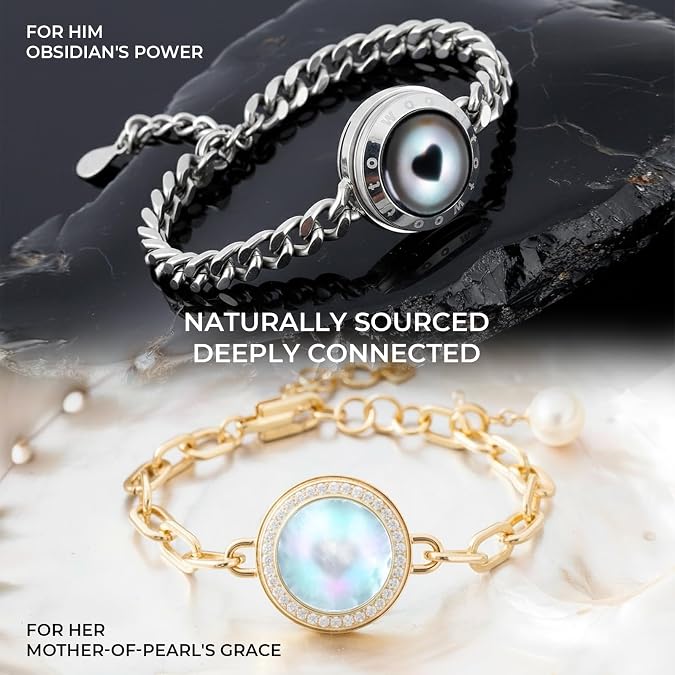 TOTWOO Long Distance Touch Bracelets for Couples, Light up & Vibration for Love - Women's Fashion Smart Jewelry, Romantic Gift for Girlfriend, One-to-One Bluetooth Pairing via App