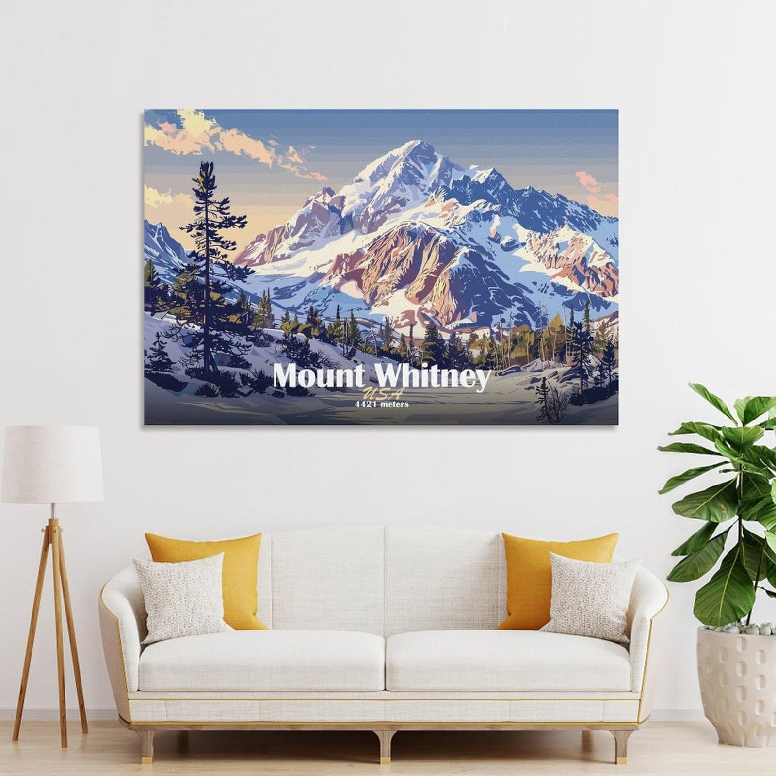 Junmoney Mount Whitney Landscape Decorative Wall Artwork 24x36inch(60x90cm), for Entrance Spaces, Stair Walls Or Halls, A Stylish Accent for Home Entrances