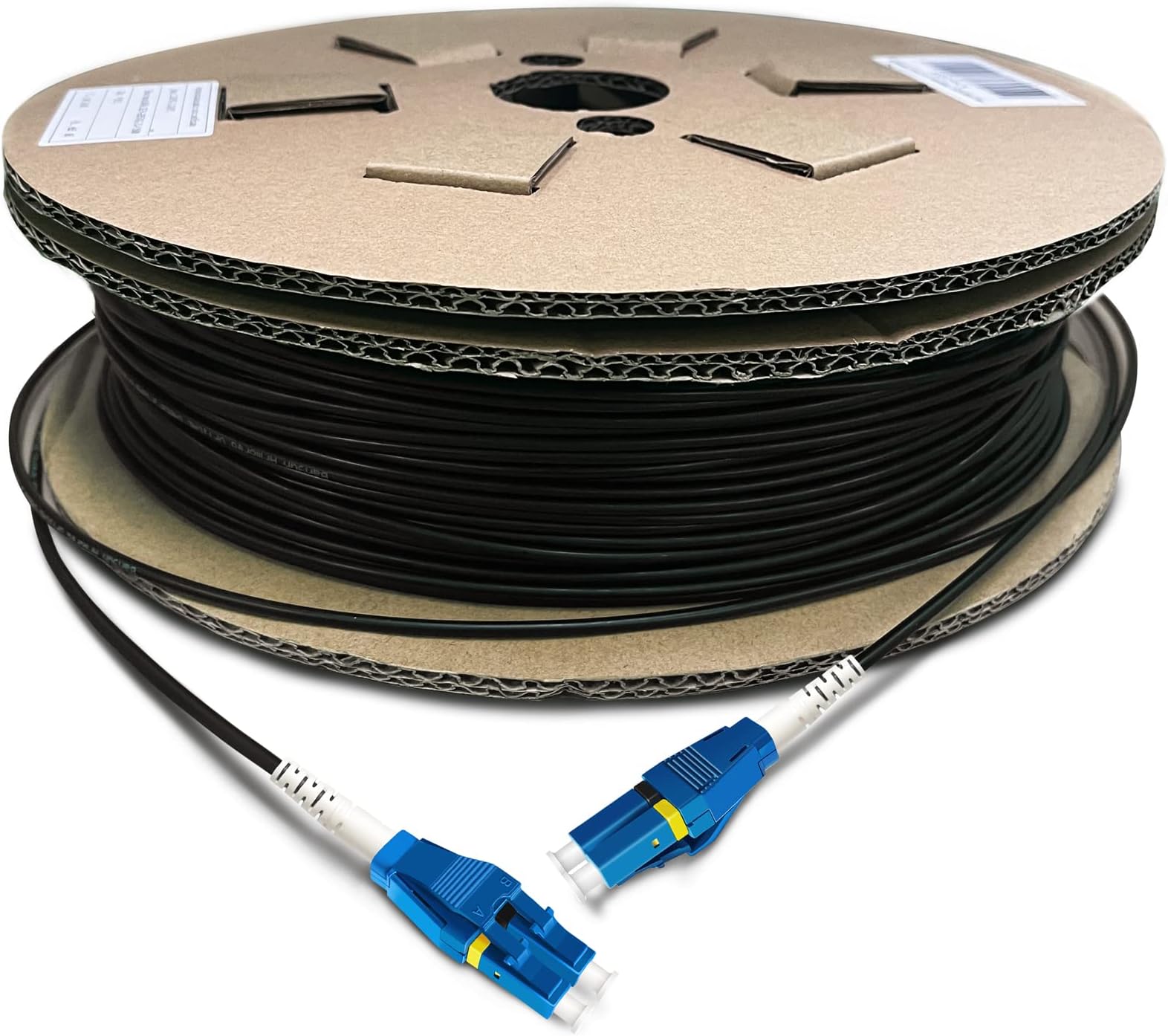 100 Meters Uniboot LC to LC Outdoor Armored Fiber Patch Cable, Low Friction Single Mode Duplex Fiber Optic Cable Jumper Optical Patch Cord, 9/125um, (OS1/OS2 Compatible), LSZH Black
