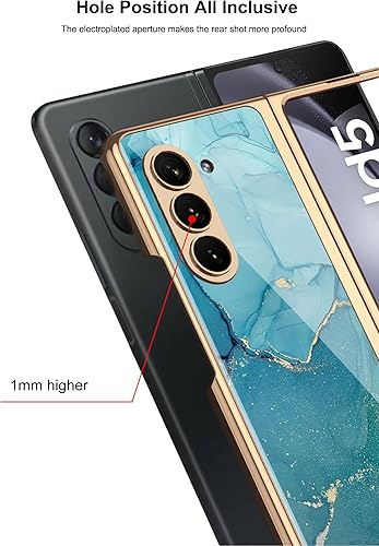 Miniatura 6 de Funda para Galaxy Z Fold 5, elegante marco galvanizado con vidrio estampado, protector de pantalla integrado compatible con Samsung Galaxy Z Fold 5,