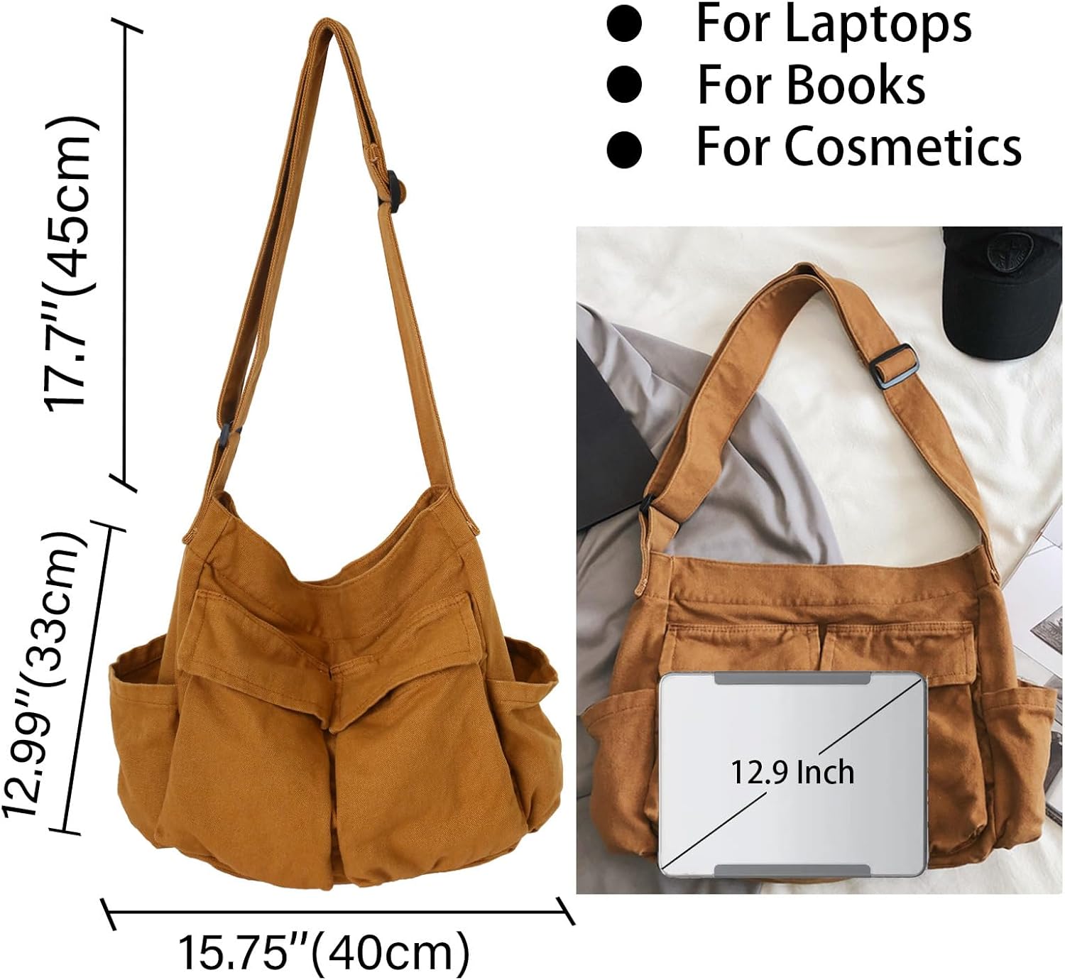 Bag Versatile Canvas Hobo Bag: Stylish Crossbody Tote for All Versatile Canvas Hobo Bag: Stylish Crossbody Tote for All