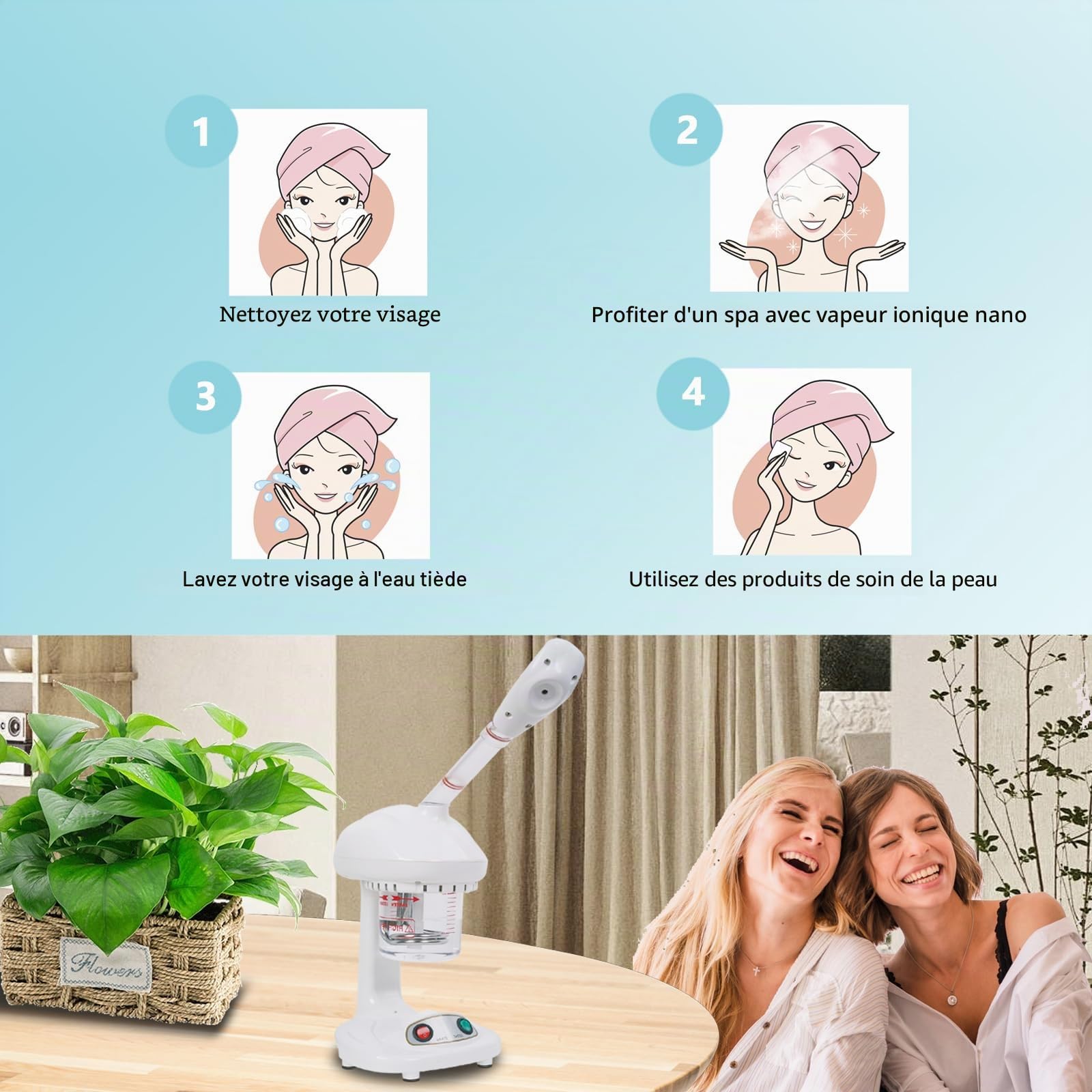 Vapeur Visage Vaporisateur TaFoyu Sauna Spa Facial Chaude Nano Ionique Visage Steamer Humidificateur Appareil Outils Nettoyage Pores