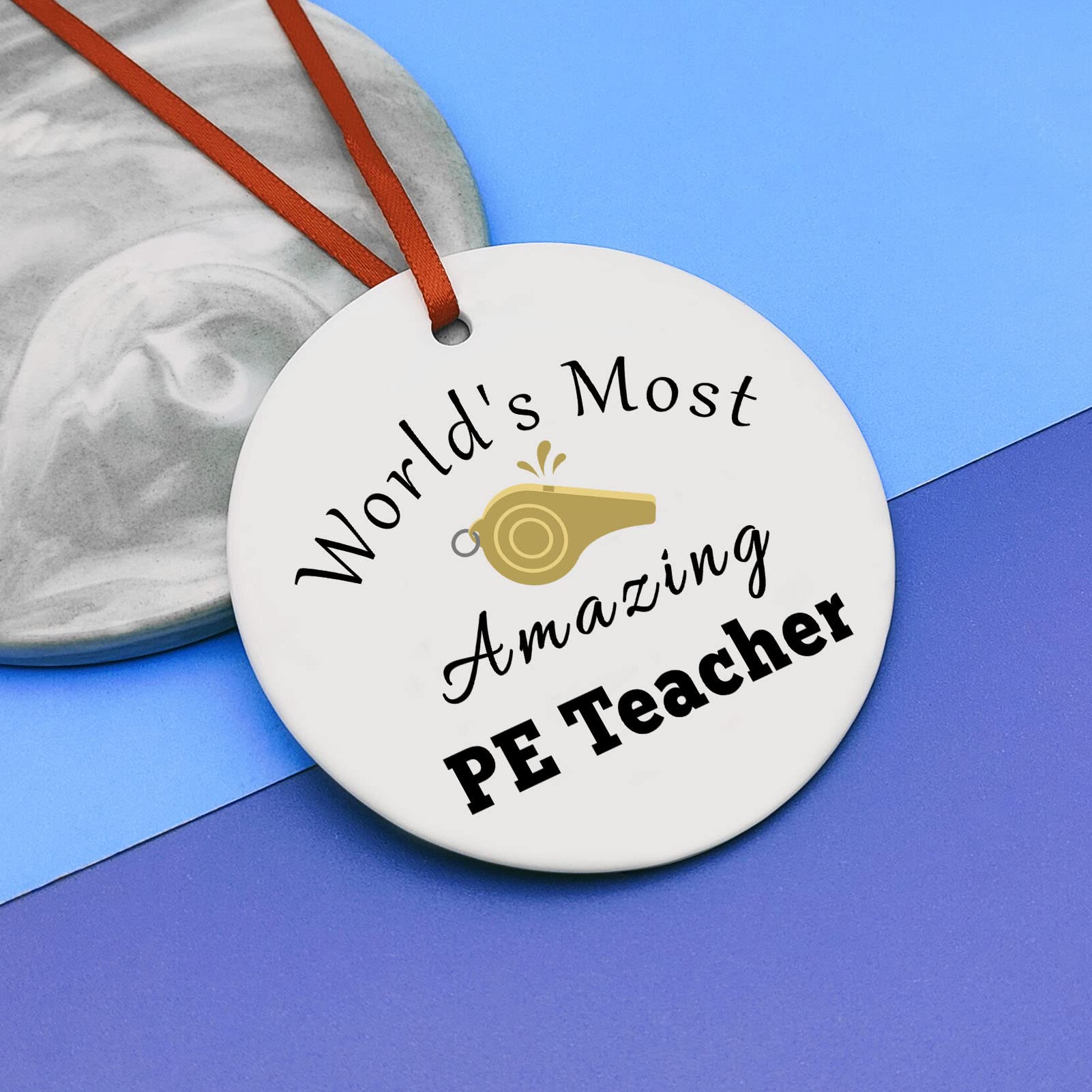 Physical Education Teacher Gift Ceramic Ornament Appreciation Gifts for PE Christmas Ornament Teacher Gifts from Student Retirement Present for Teachers Thank You Gift PE Teachers Birthday Present