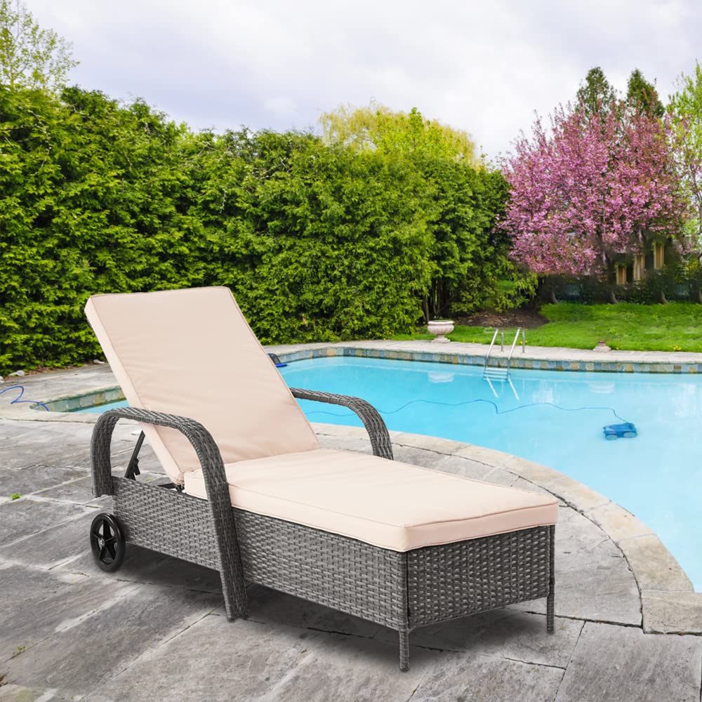 Buy Panana Rattan Padded Sun Lounger Recliner Wicker Sunbed Day Bed