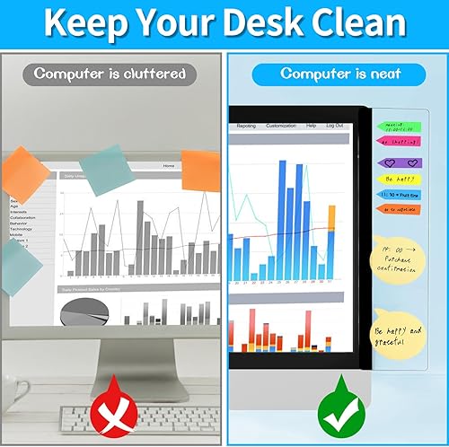 Miniatura 5 de Tablero de notas para monitor, 4 unidades, panel lateral transparente para monitor de computadora, tablero de notas creativo de escritorio, soporte