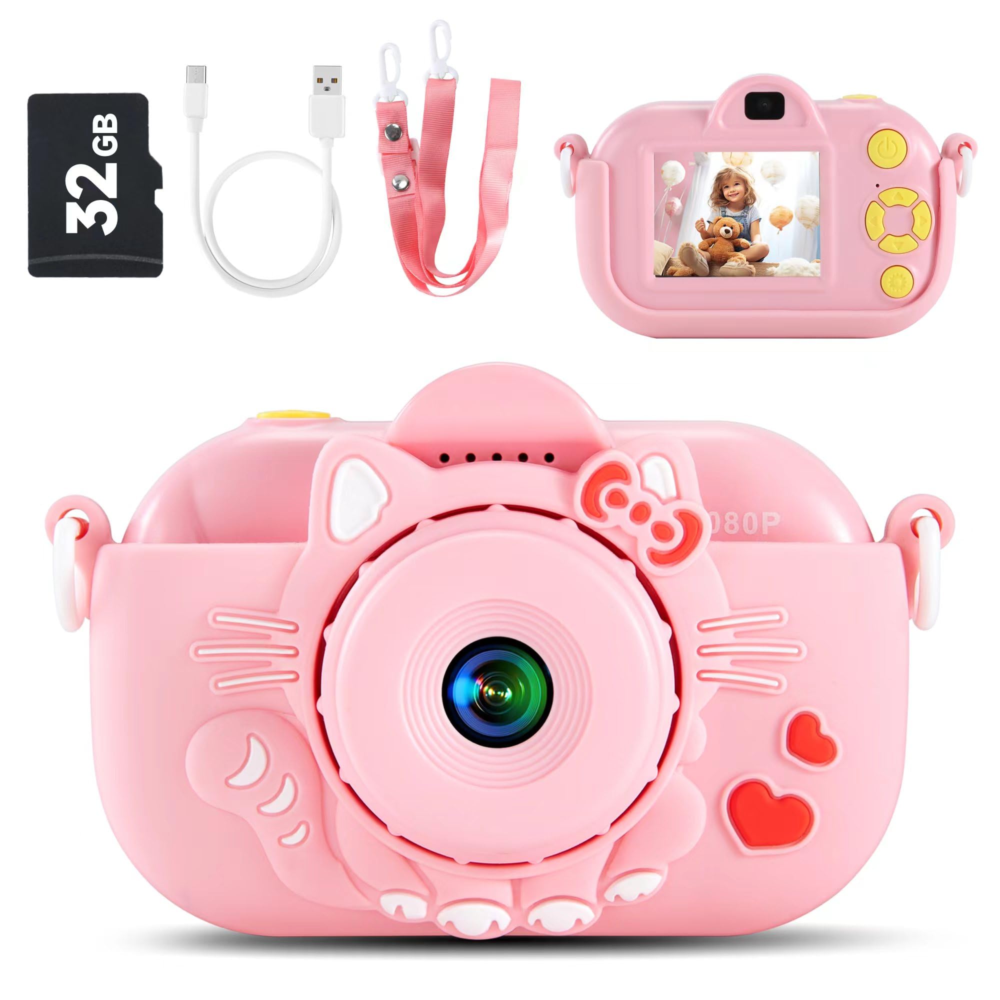 YEEHAO Kids Camera Kids Digital Camera for Girls Age 3-8, Video Camera for Kids with Soft Cover, Christmas, Birthday Gifts