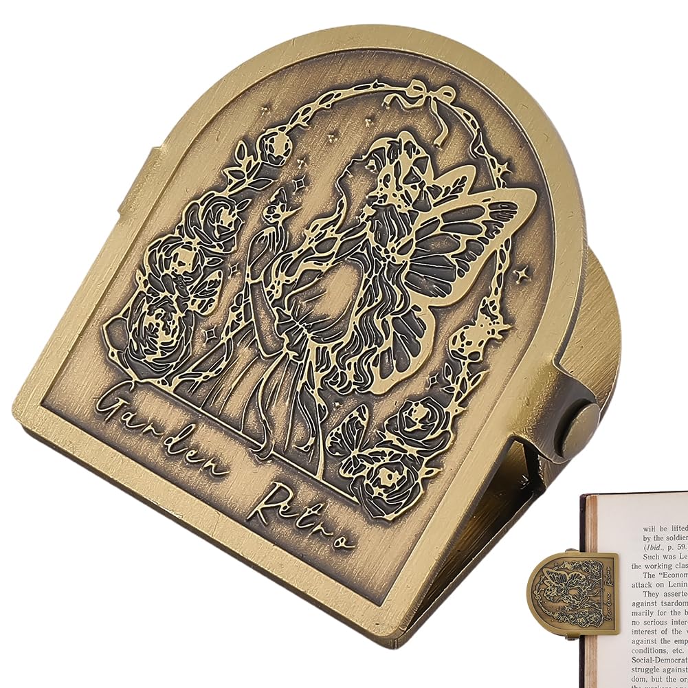 CRASPIRE Fairy Journal Cilp Metal Book Clips Vintage Travelers Notebook Butterfly Flower Brass Decorative Page Binder Clamp File Holder Bookmark for Planner TN Documents Reading Accessory