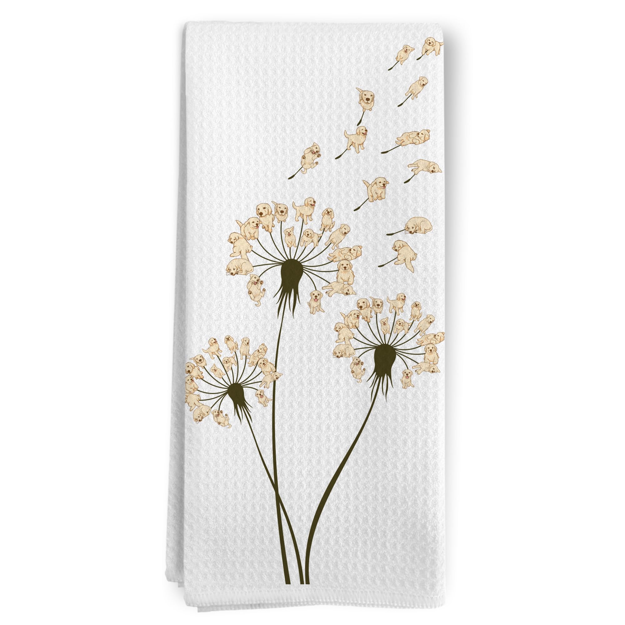 Funny Lab Dog Kitchen Towels, Labrador Retriever Dandelion Dogs Lover Decorative Kitchen Towels, Lab Gifts, Labrador Retriever Hand Dish Towel for Bathroom Decor for Dog Lovers