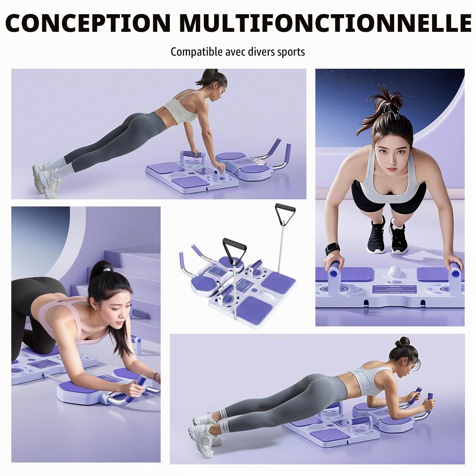 Pilates Reformer Compact, Planche de Pilates 2025, 5 en 1, Multifonction, Pliable, Portable, Kit de Pilates / Planche abdominale pour la maison et le fitness