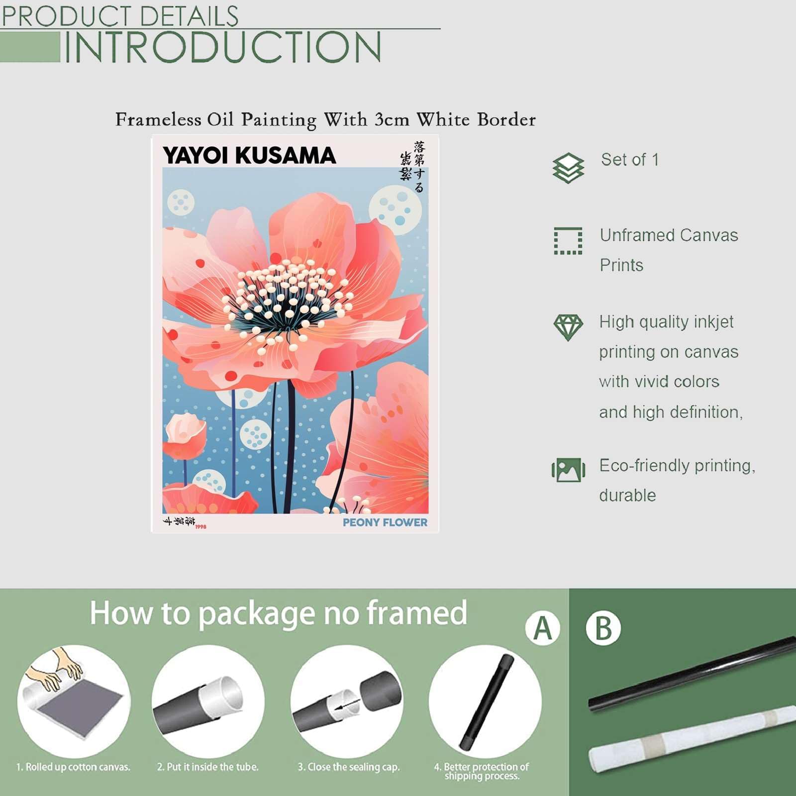 Amazon.com: YX Tide Poster Wall Art Picture Peony Flower 1988 By