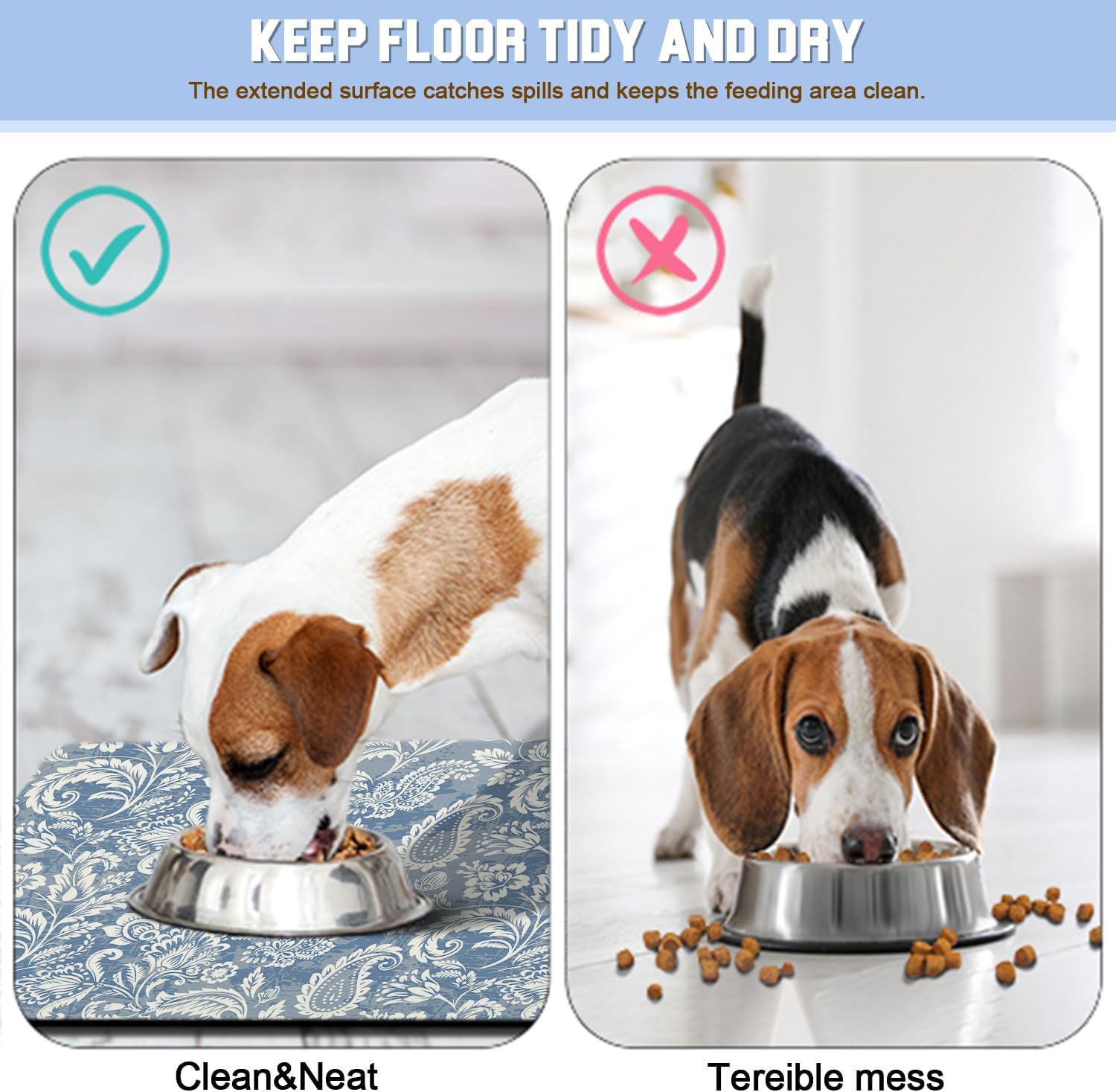 Dog Food Mat for Floors Waterproof Quick Dry Pet Placemat Cat Feeding Bowls Mats for Food and Water, Eco-Friendly Dog Accessories Diatomite Pets Supplies 16" X 24" image 3
