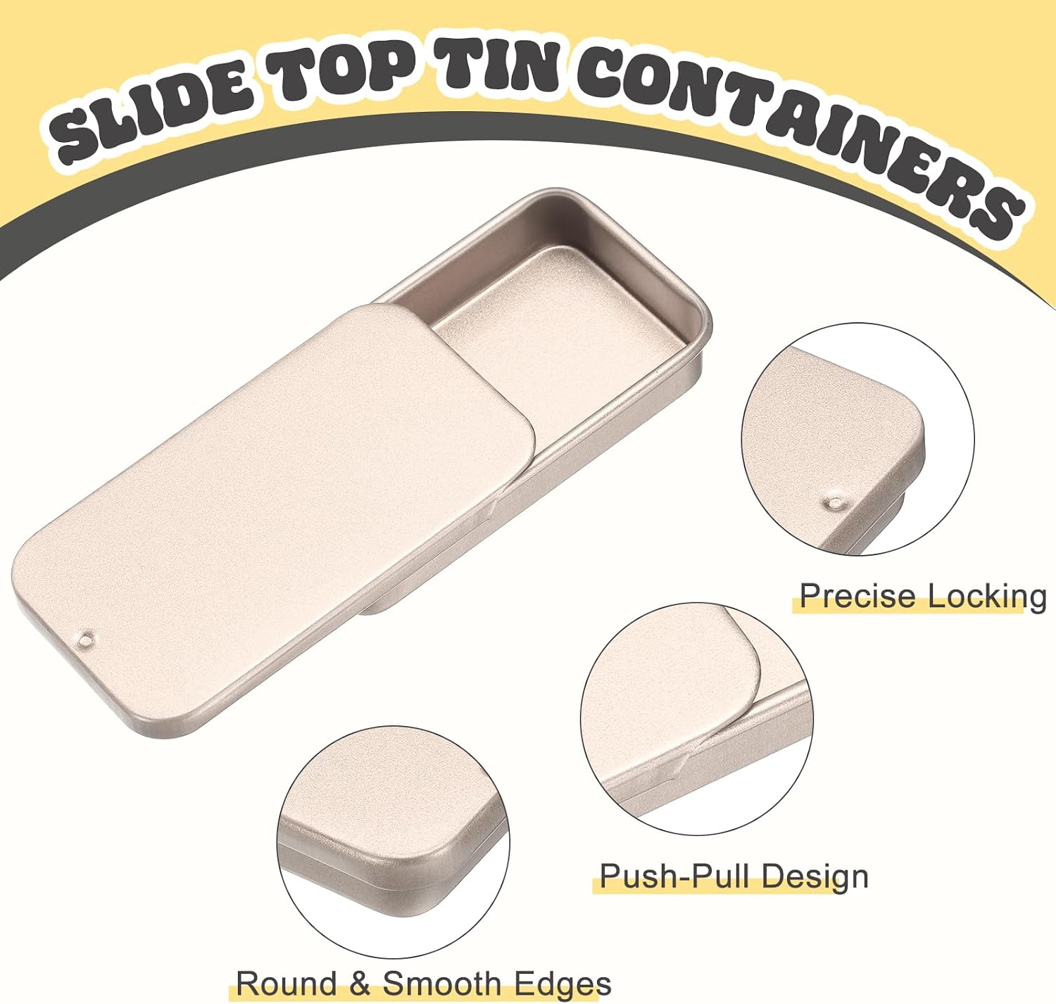 uxcell 8Pcs Slide Top Tin Container,Empty Tins Box,2.4"x1.3"x0.4",Rose Gold image 3