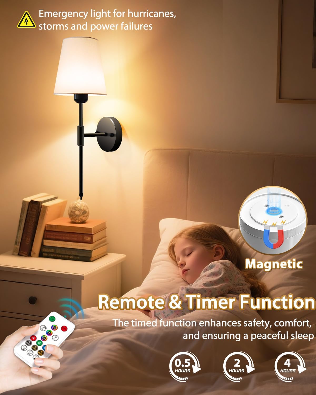 Adetu Battery Operated Wall Sconce Set of 2, Gold Wireless Battery Wall Lights with 10000mAh RGB Dimmable Magnetic Bulbs and Remote Control, Rechargeable Wall Sconce for Bedroom Living Room Hallway