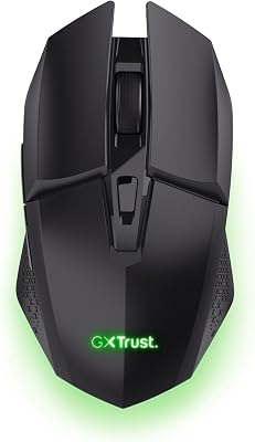 GXTrust 1108 Vylax Mouse Gaming Wireless Ricaricabile, 80 Ore di Autonomia, 800-4800 DPI, Illuminazione LED, Ricevitore USB Riponibile, 6 Pulsanti, Mouse Senza Fili RGB per Computer Laptop, Nero