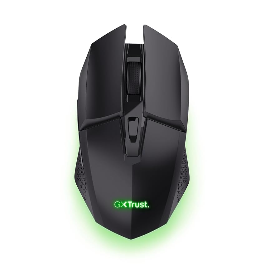 GXTrust 1108 Vylax Mouse Gaming Wireless Ricaricabile, 80 Ore di Autonomia, 800-4800 DPI, Illuminazione LED, Ricevitore USB Riponibile, 6 Pulsanti, Mouse Senza Fili RGB per Computer Laptop, Nero
