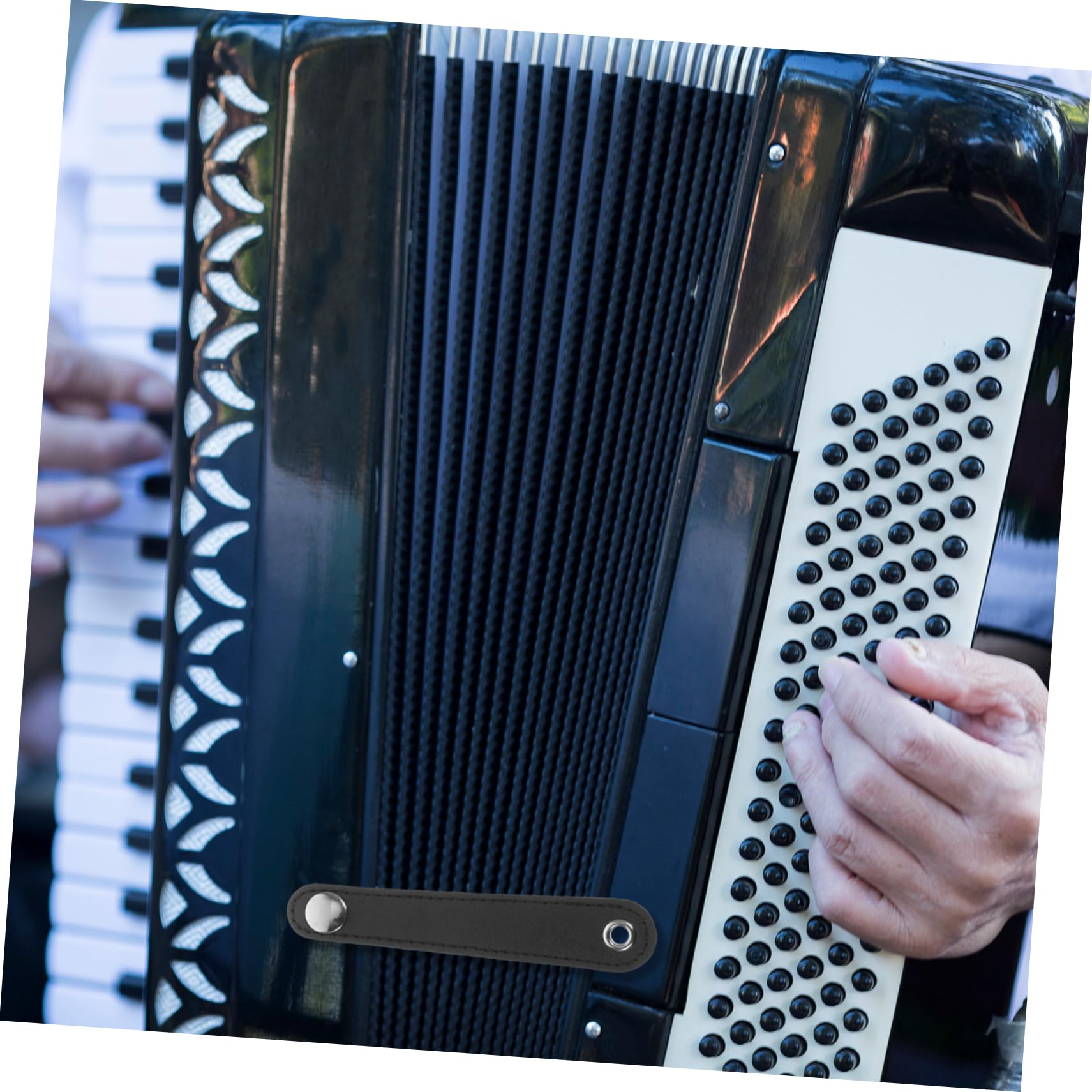 ibasenice Leather Accordion Bellows Straps Set 2-layer Easy to Replace Compact for Storage