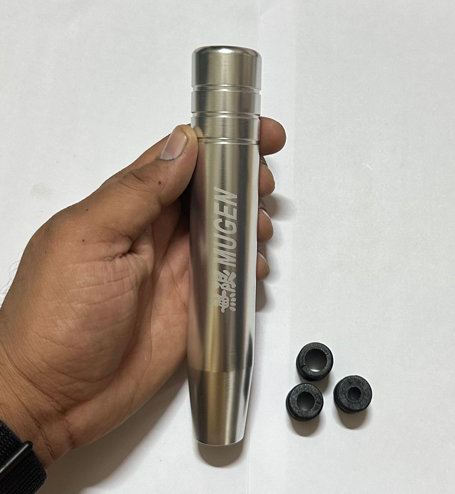 AUTO MT Universal 18CM Mugen JDM Sporty Aluminium Mugen Long Racing Car Mugen Shift Knob Manual Mugen Gear Shift Knob WID 3 Adapters (Silver Mugen 18-CM Gear Shift KNOB.)-image-17