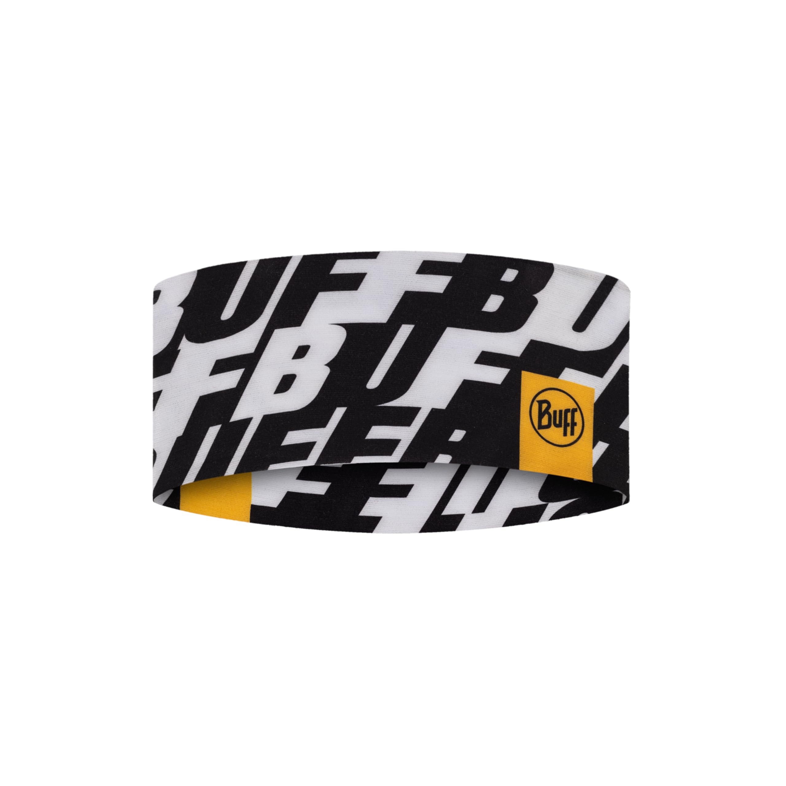 BUFF®| Stirnbänder CoolNet UV® Wide Männlich Weiblich Erwachsene Komfortabel, UPF50 Schutz, Sport, Stretch, Recyceltes Material, Qualität, Einheitsgröße, Noir Logo