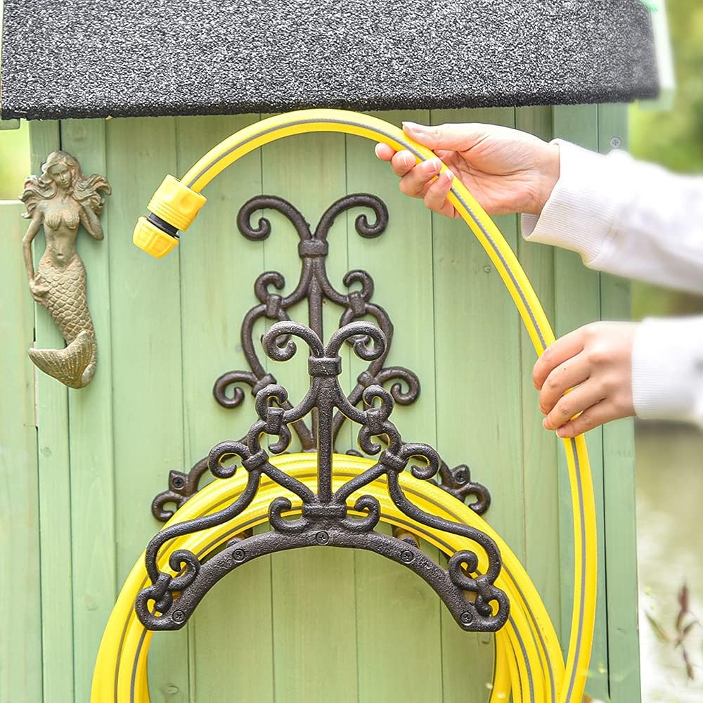 Sungmor Heavy Duty Cast Iron Hose Holder - Garden & Yard Decorative Butterfly Wall Mounted Hose Butler - Water Pipe Holds,Rack,Hanger,Antique Wall