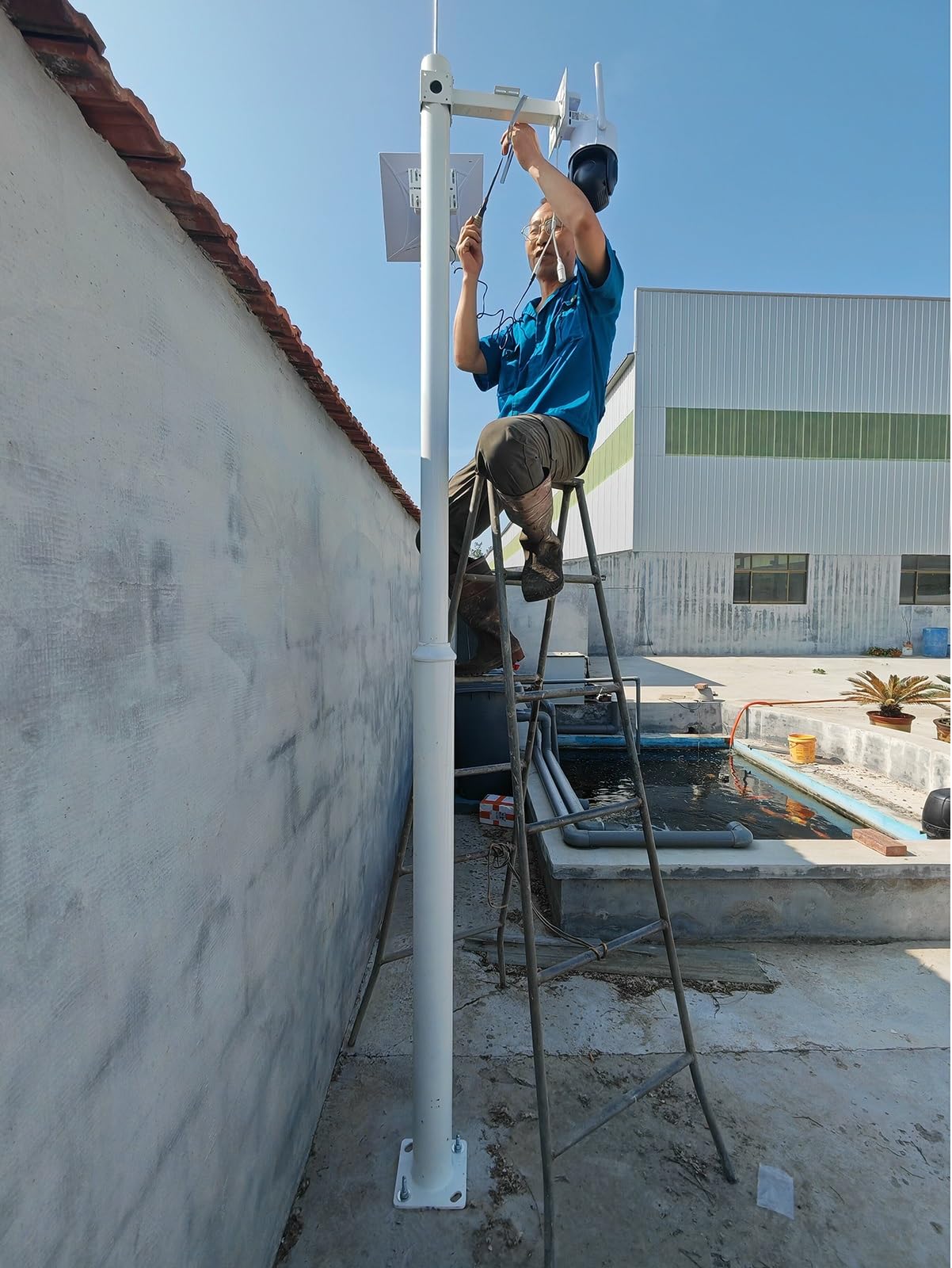 Kamera Masthalterung Segmentierte Kombinations-Überwachungskameramasten Mit Montagehalterung | Allwetter-Vertikalstütz-Bodenstange, Robuste Site-Spotter-Kamerastange(11.5ft/3.5m)