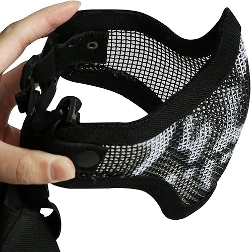 Miniatura 3 de AOUTACC Máscara de Airsoft y gafas, calavera, máscara de media cara, malla de acero y gafas para CS Paintball, tiro, juego de guerra, cosplay