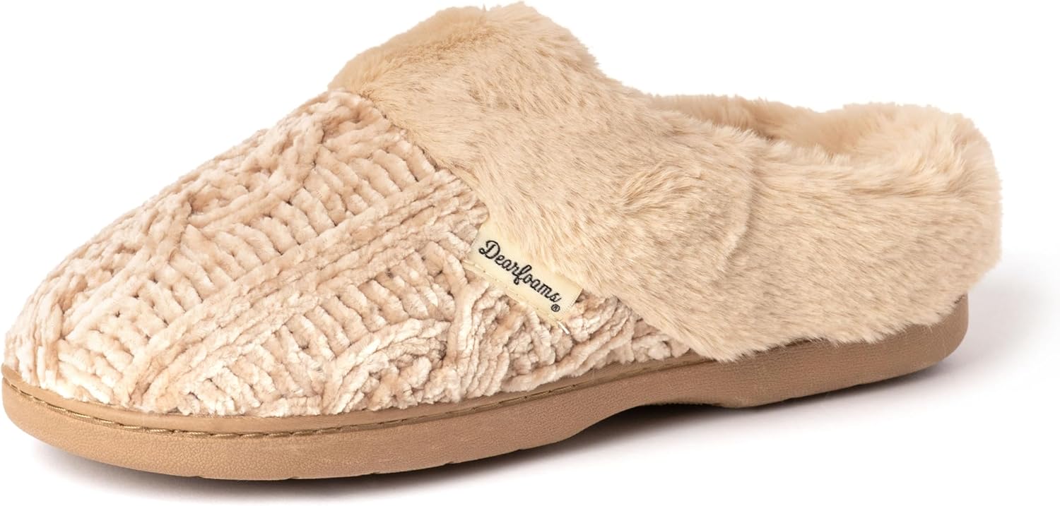 Dearfoams Women's Fuzzy Memory Foam Claire Clogs