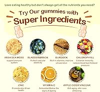 Vista 3 de Gomitas de musgo marino orgánicas para adultos y niños, 2000 mg de musgo marino irlandés, vinagre de sidra de manzana, vejiga, bardana, clorofila
