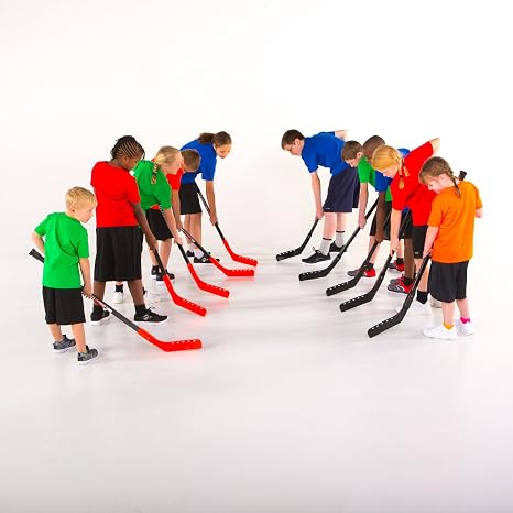 Cosom Junior Hockey Sticks for Floor Hockey and Street Hockey for Kids, Youth Hockey Training Equipment, Built to Last, High School Physical Education Equipment, Plastic 42 Stick, Power Shaft, Black