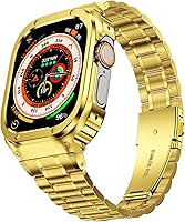 Vista 49 de MioHHR Correa de reloj de acero inoxidable con funda compatible con Apple Watch Ultra 3 2 1 (1.732 pulgadas), correa resistente con cubierta Negro