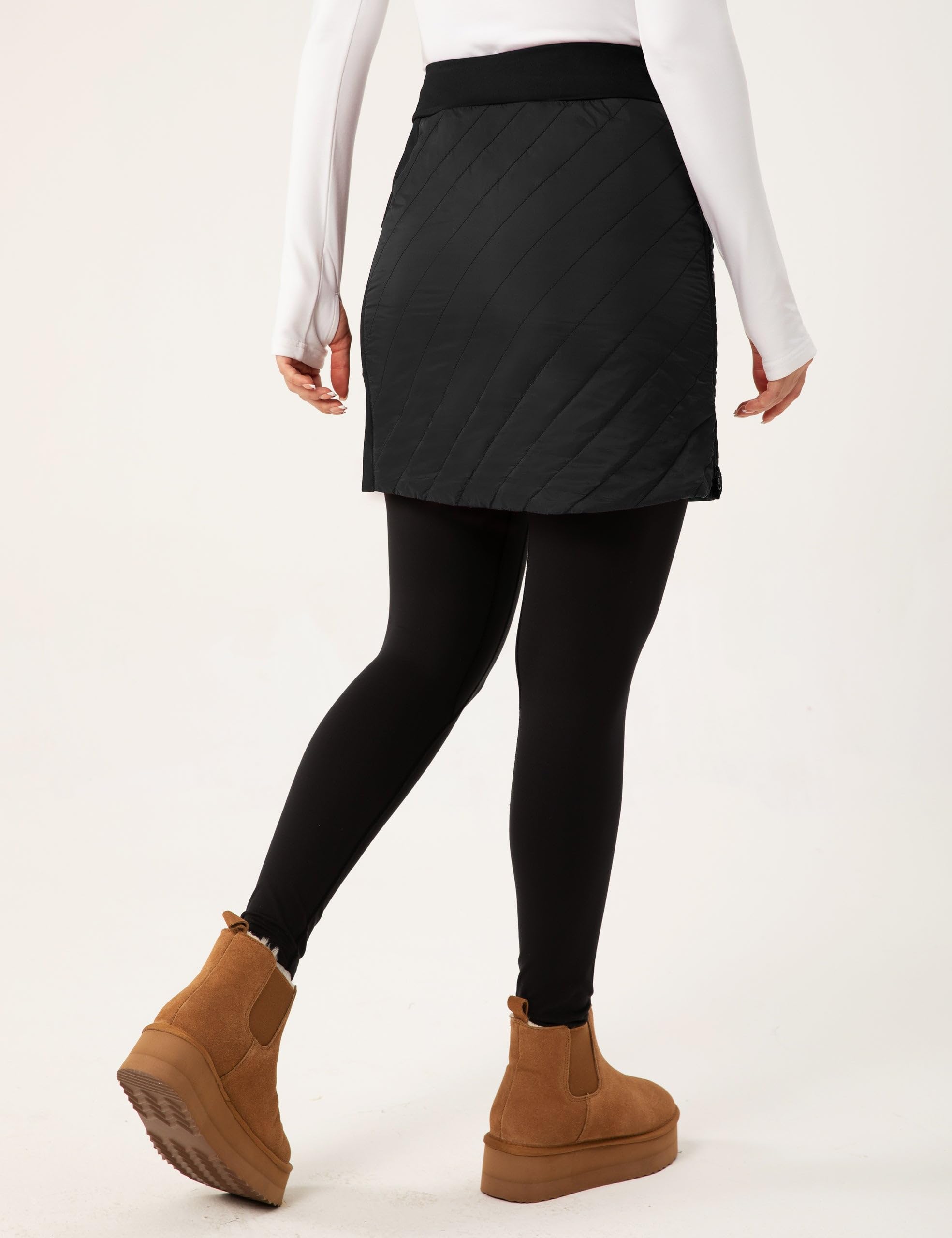 FitsT4 - Faldas de invierno acolchadas de 18 pulgadas para mujer, con cremallera completa, aisladas, para senderismo, nieve, esquí, mini faldas